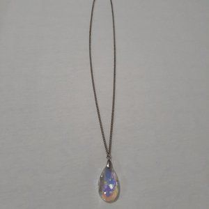 Iridescent diamond cut raindrop necklace